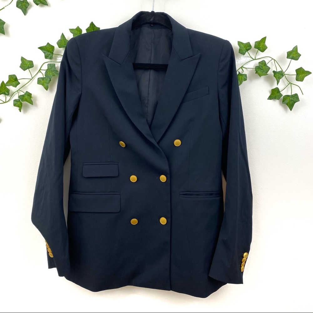 Theory Double Breasted Gold Button Navy Blazer 6